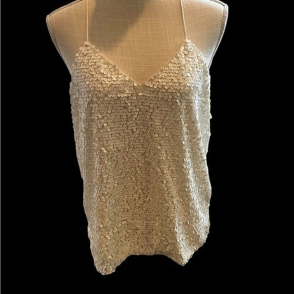 Gorgeous White Tibi Sequence Top Great Condition … - image 1